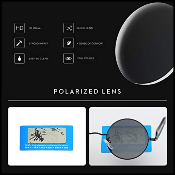 Polarized Round Sunglasses with Metal Frame and UV400 Protection main image 7
